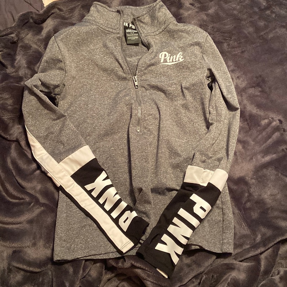 Grey Pink Victorias secret quarter zip Size: Small